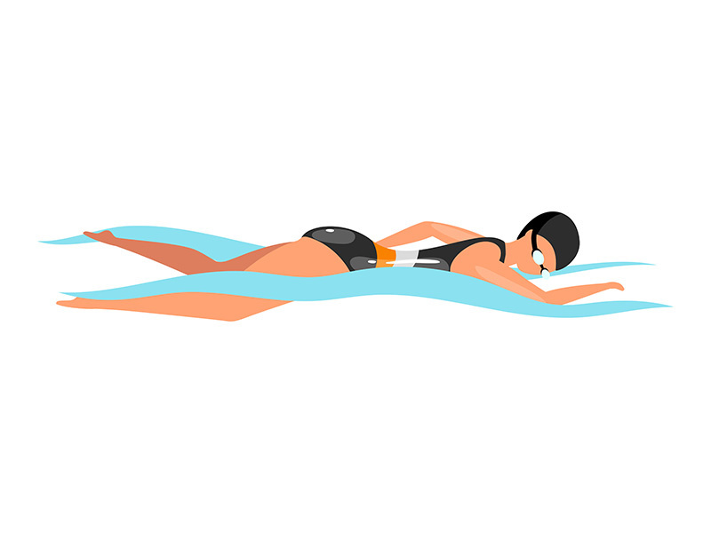 Swimming flat vector illustration