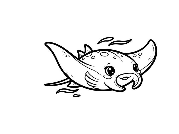 Cute smiling whale swimming underwater vector illustration