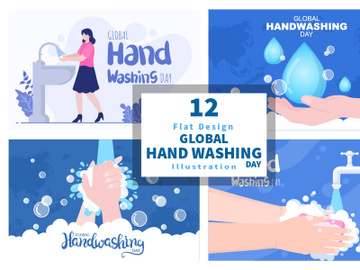 12 Washing Hands For Prevent Covid 19 Vector preview picture