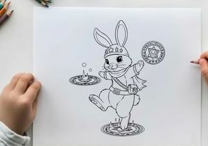 Easter bunny chef cooking vector illustration flat design