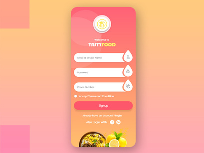 Food App Login and Signup UI Kit