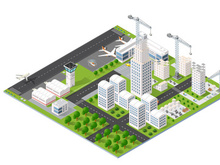 Isometric 3D city airport