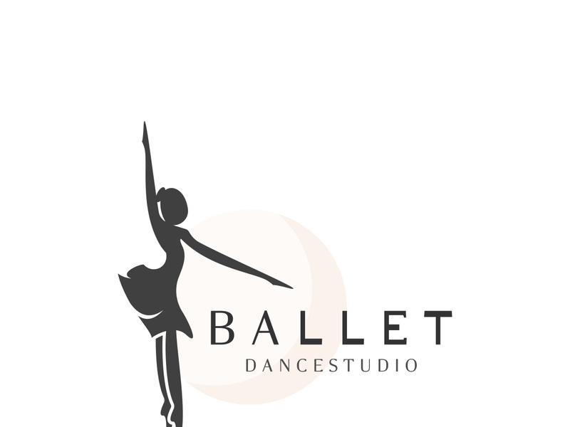 Ballet Dance studio logo design. Silhouette of a girl Dancing class abstract figure illustration
