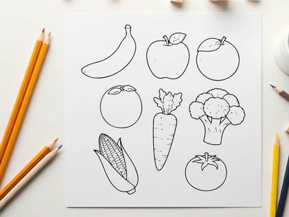 Fresh fruits vegetables flat design vector illustration
