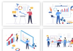 12 Presentation Marketing Planning Cartoon Illustration