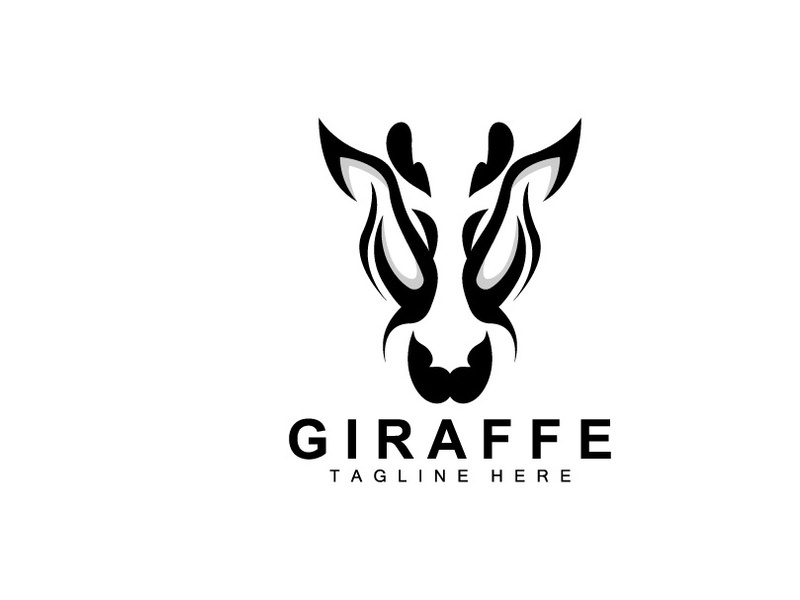Giraffe Logo Design, Giraffe Head Vector Silhouette, High Neck Animal, Zoo, Tattoo Illustration, Product Brand