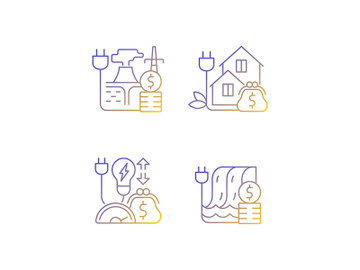 Electrical power gradient linear vector icons set preview picture