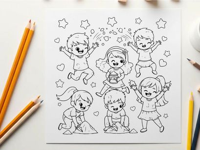 Children playing joyfully vector illustration flat design