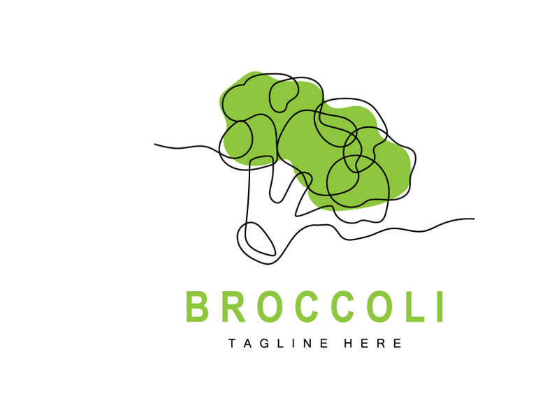 Broccoli Logo Design, Green Vegetable Vector, Broccoli Wallpaper, Vegetable Supermarket Illustration Garden Product Brand