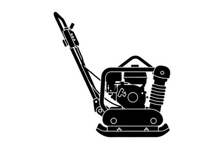 Silhouette of a plate compactor machine in black