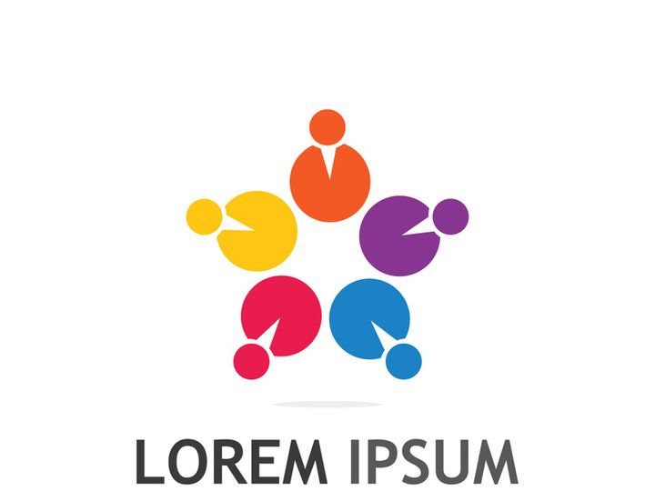 Community of people logo design with creative idea.