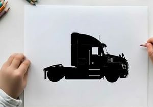 Silhouette of a semi truck with sleeper cabin