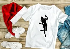 Silhouette woman dancing jump joyful motion black white minimalist art