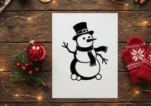 Bonequinho Fofo de Boneco de Neve com Cachecol e Cartola para Férias de Inverno