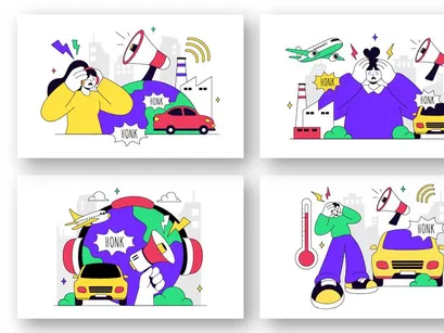 10 Noise Pollution Vector Illustration