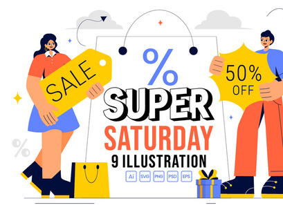 9 Weekend Super Sale Illustration