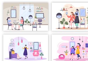 20 Beauty Salon Flat Design Illustration