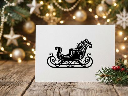 Silueta negra de un trineo decorativo navideño aislado sobre fondo blanco