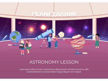 Astronomy lesson poster flat vector template preview picture