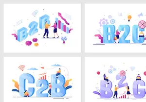 17 B2B or Business to Business Marketing Illustration