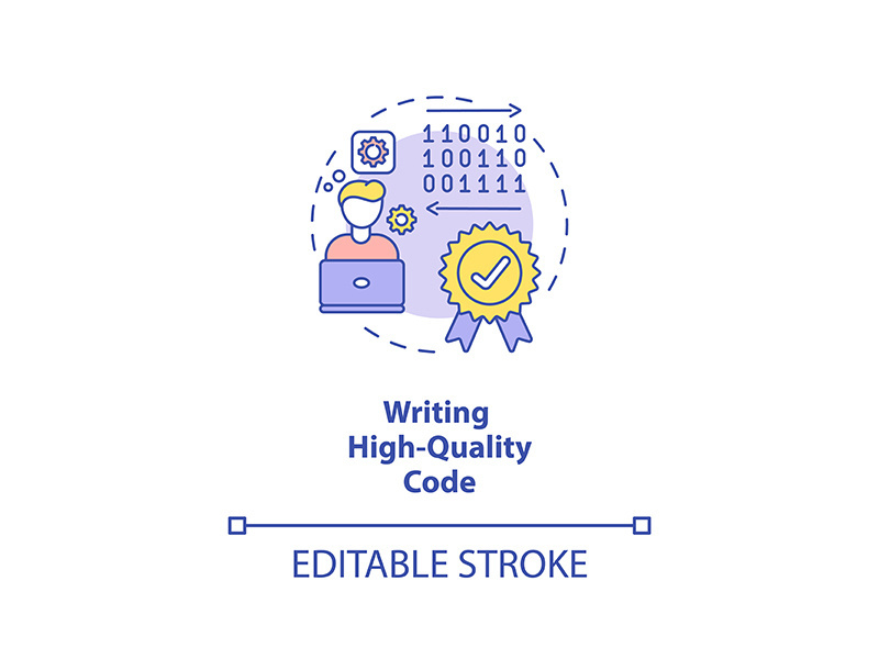 Writing high quality code concept icon