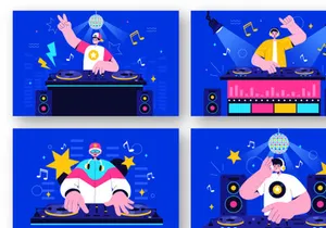 9 Nightlife Club DJ Vector Illustration