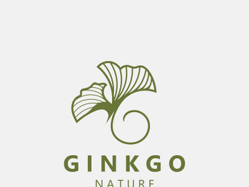 Ginkgo leaf biloba logo nature. Healthy ingredient that is used in medicine for disease treatment with line art style design preview picture