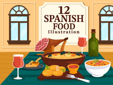 12 Spanish Food Cuisine Illustration preview picture