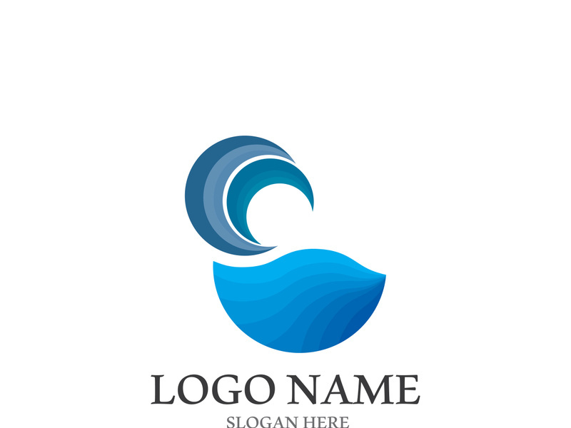 Wave beach vector illustration design logo