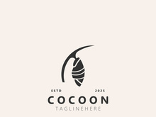 Cocoon logo Butterfly silkworm symbol. Illustration caterpillar animal template design