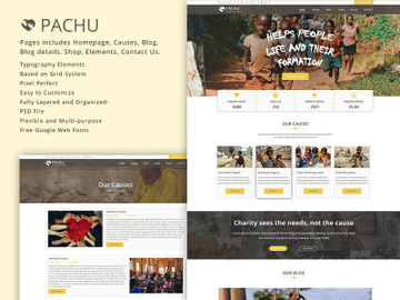 Pachu - Charity, NGO, Non Profit website PSD template preview picture