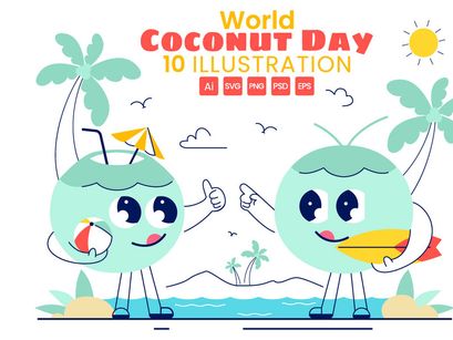 10 World Coconut Day Illustration