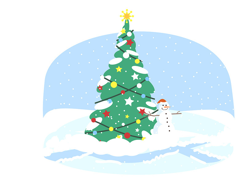 Christmas tree flat vector illustration