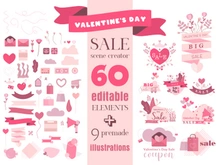 Valentine's Day Sale Editable Vector Scene Creator