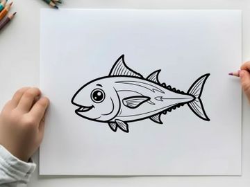 Cute smiling tuna fish vector illustration flat design preview picture