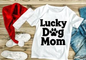 Lucky Dog Mom Embroidered Text