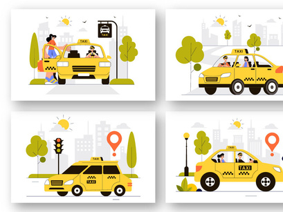 9 Taxi Booking Travel Service Illustration