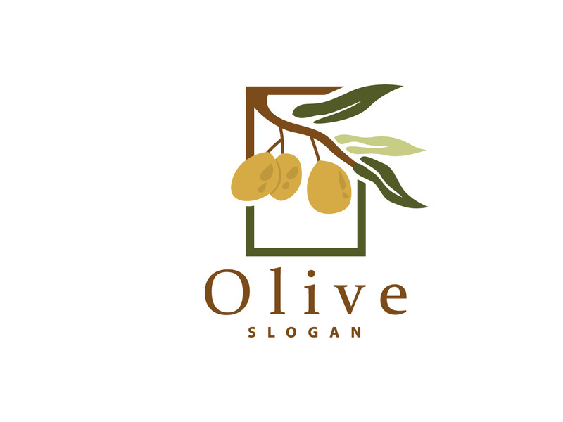 Olive Oil Logo, Olive Leaf Plant Herbal Garden Vector