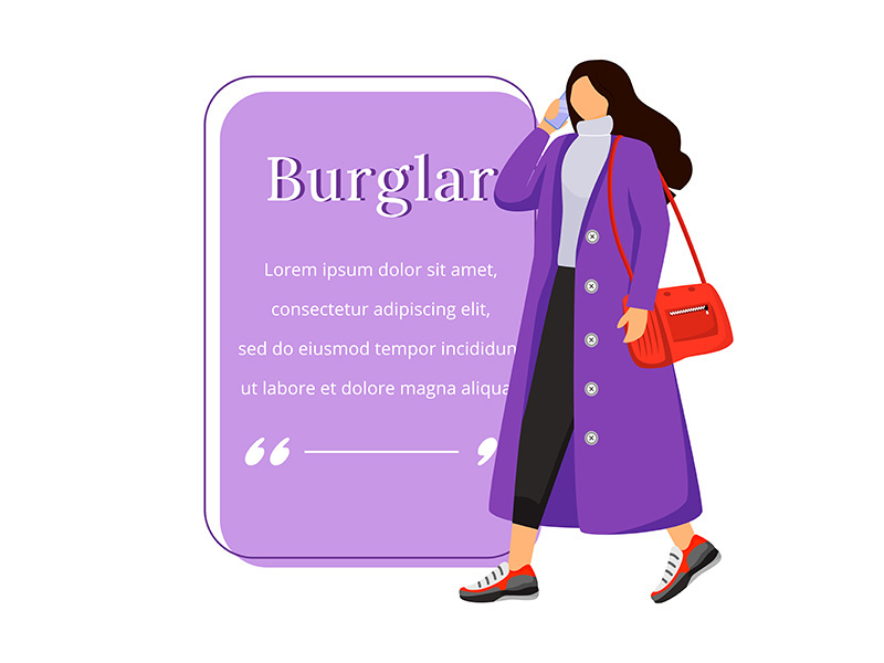 Female robber flat color vector character quote