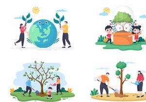 14 Planting Trees Gardening, Farming and Agriculture Illustration