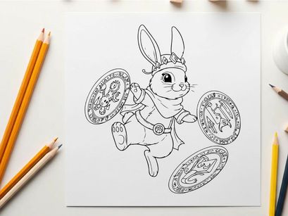 Lucky rabbit with coins vector illustration flat design