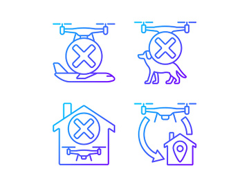 Drone instruction gradient linear vector manual label icons set preview picture