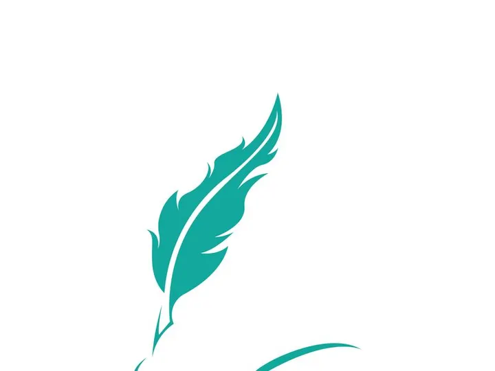 Feather quill design icon and logo illustration classic stationery
