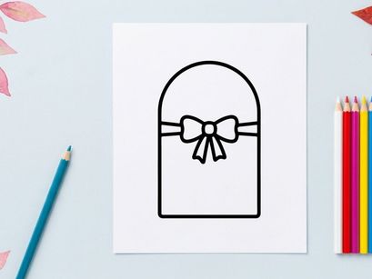 Template kartu ucapan indah dengan pita hadiah minimalis. Ilustrasi pita hitam sederhana untuk undangan dan kerajinan.