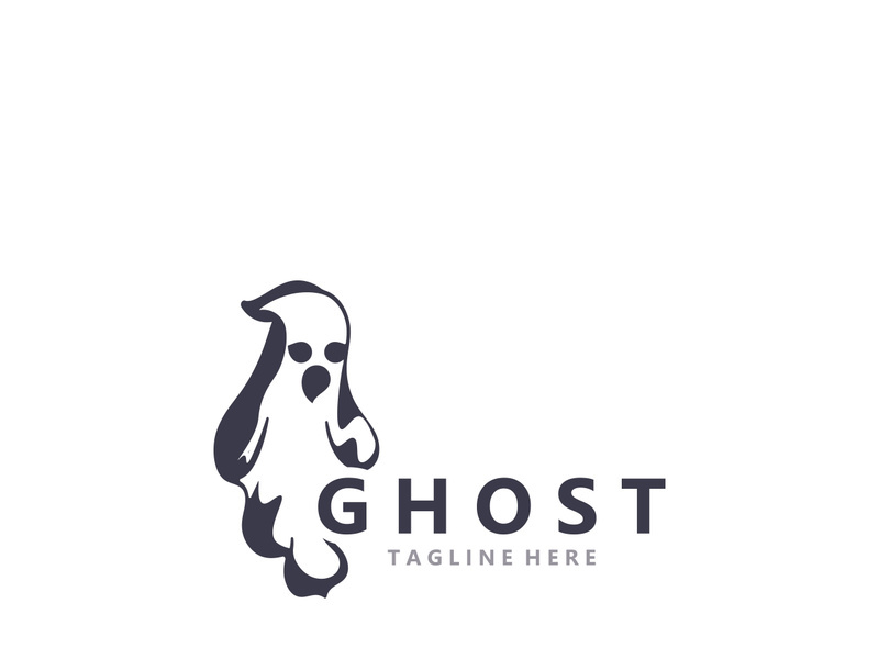 Halloween spooky ghost character in flat style isolated template design