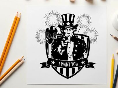 Uncle sam wants you silhouette patriotic american symbol