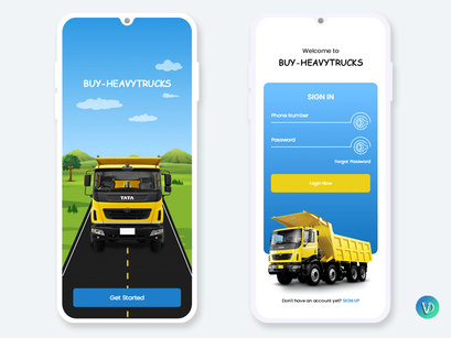 Buy Heavy Commercial Trucks Vehicle Mobile App UI Kit