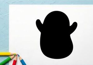 Silueta de un adorable elefante cartoon con orejas grandes