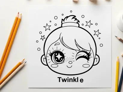 Cute baby star twinkling night sky vector illustration