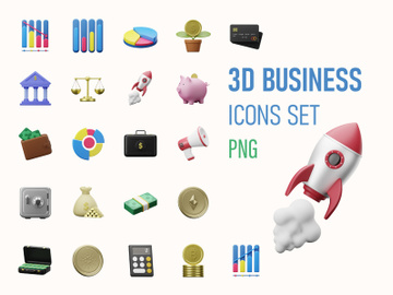 3D Business & Finance icons, 3D Rendering preview picture
